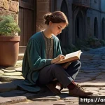 포스트모더니즘 문학 - **Prompt 1: The Narrative Weaver**
    A young adult, wearing a comfortable yet stylish long-sleeved...