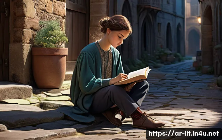 포스트모더니즘 문학 - **Prompt 1: The Narrative Weaver**
    A young adult, wearing a comfortable yet stylish long-sleeved...